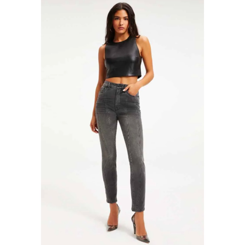 NWT GOOD AMERICAN Black Women's Black Seamed Good Classic 115 Size 2 casual